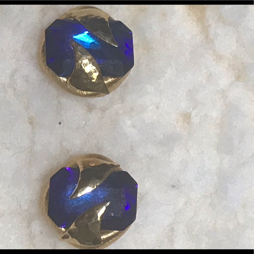 Gorgeous blue crystal clip earrings